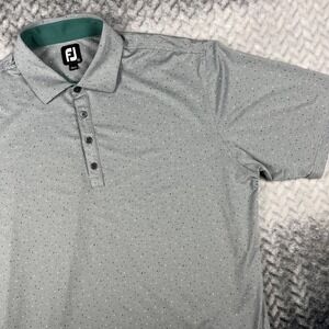 FootJoy Golf Polo Shirt Mens XL Gray Geometric Dot Stretch Performance